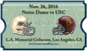 2016 Notre Dame Fighting Irish vs USC Trojans Football Tickets