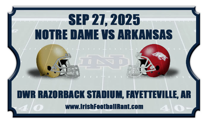 2025 Notre Dame Fighting Irish vs Arkansas Razorbacks Football Tickets